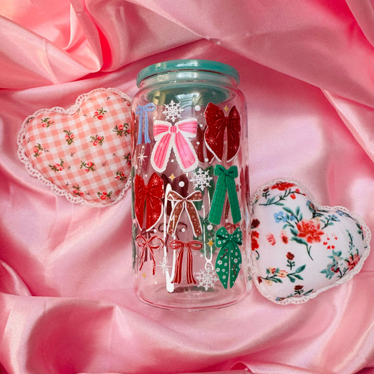 Winter Bows Glass Cup